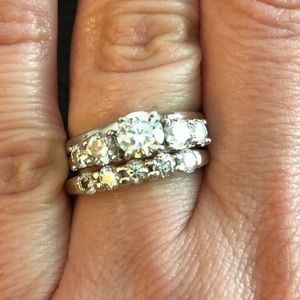 Engagement ring and wedding band bridal set.